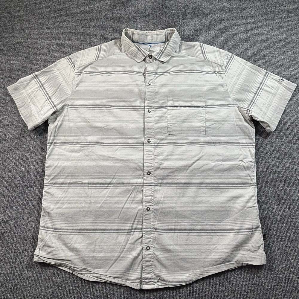 Kuhl Shirt Adult Extra Large XL Gray Short Sleeve Snap Button Up Casual Men's